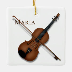 Adorno De Cerámica Violin & Bow Elegant Classical Music Personalized