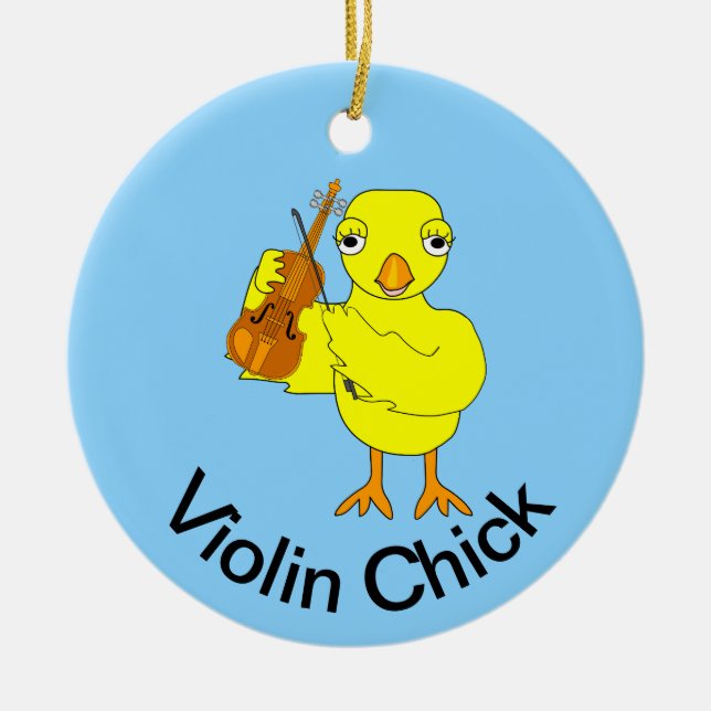 Adorno De Cerámica Violin Chick (Frente)