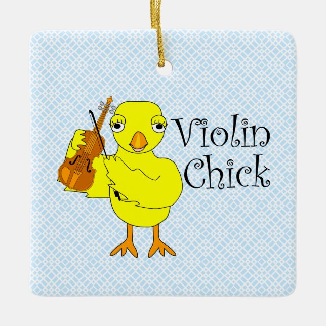 Adorno De Cerámica Violin ChickText (Anverso)