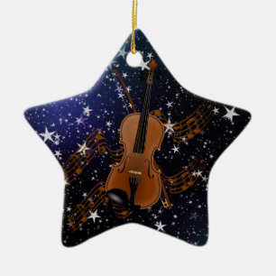 Adorno De Cerámica Violín en Starry Sky