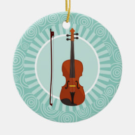 Adorno De Cerámica Violin Fun Turquoise Swirl Music