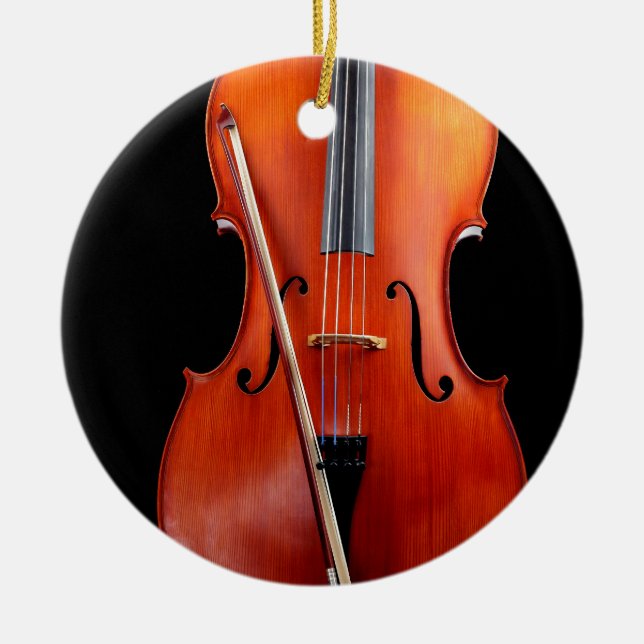 Adorno De Cerámica Violoncelo clásico en negro (Frente)