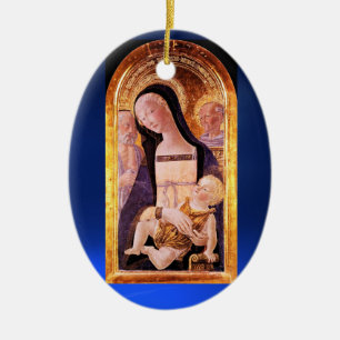 ADORNO DE CERÁMICA VIRGEN CON NIÑO Y SANTOS