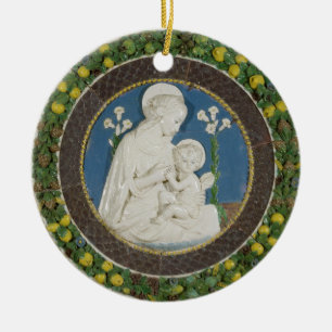 Adorno De Cerámica Virgen de los Lirios Della Robbia - Guirnalda de F