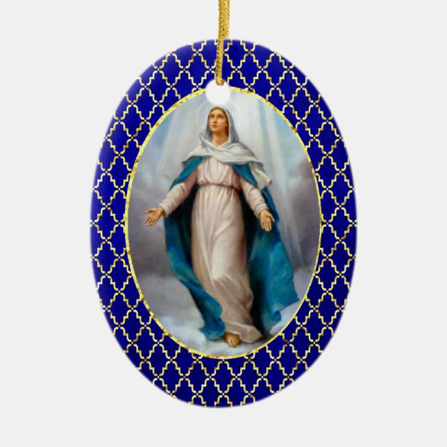 Adorno De Cerámica Virgen María bendecido (Frente)