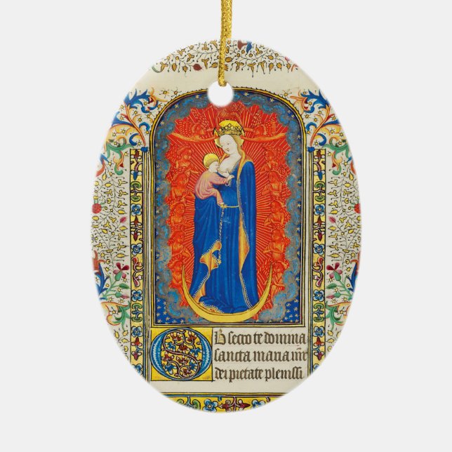 Adorno De Cerámica VIRGINA CON NIÑOS Y ANGELES Antiguos Bañones Flora (Frente)
