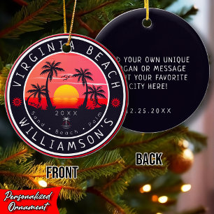 Adorno De Cerámica Virginia Beach USA Retro Sunset Souvenirs 80
