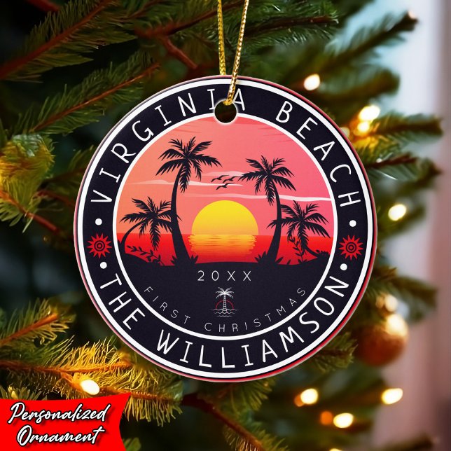 Adorno De Cerámica Virginia Beach USA Retro Sunset Souvenirs 80 (Subido por el creador)