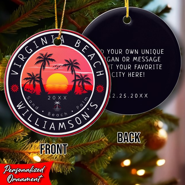 Adorno De Cerámica Virginia Beach USA Retro Sunset Souvenirs 80 (Subido por el creador)