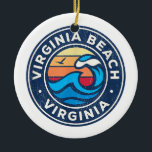 Adorno De Cerámica Virginia Beach Virginia VA Vintage Nautical Waves<br><div class="desc">Virginia Beach Virginia VA Vintage Nautical Waves Design</div>