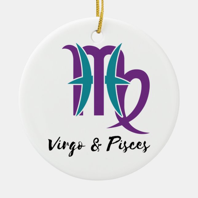 Adorno De Cerámica Virgo y Pisces Parejas Astrología Zodiaca (Frente)