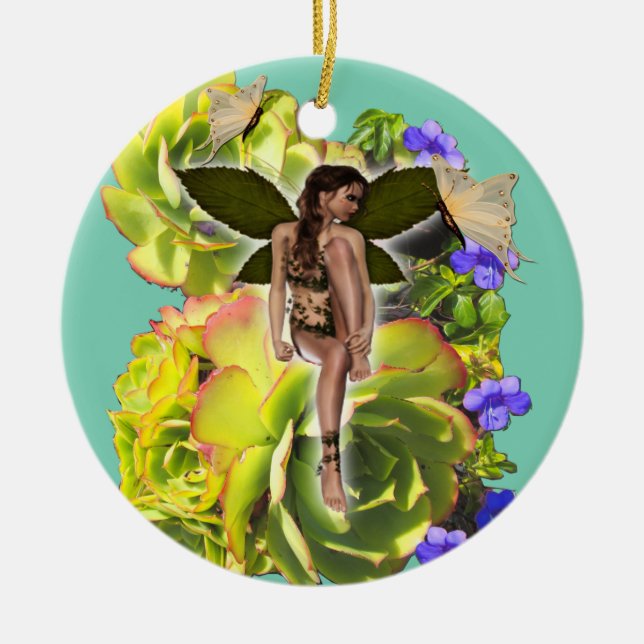 Adorno De Cerámica Visitantes de Rosette Succulent (Frente)