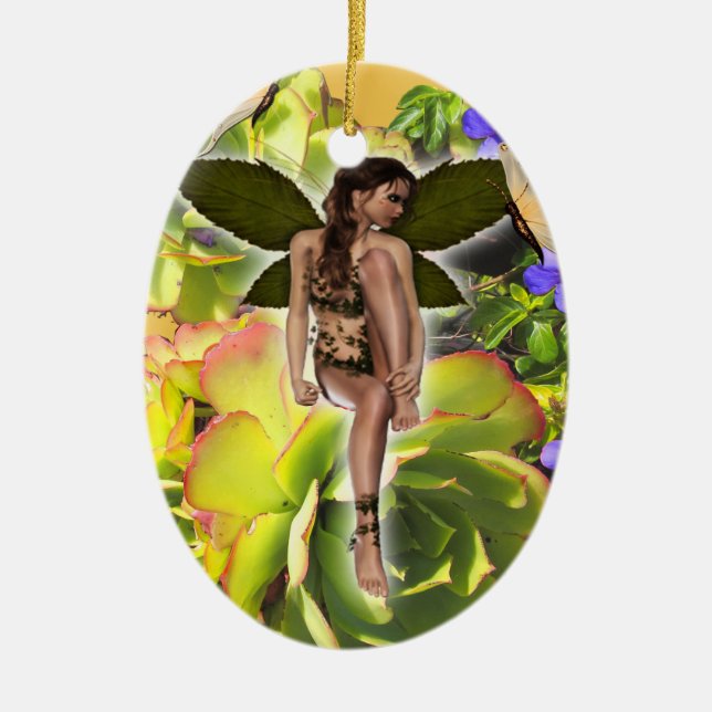 Adorno De Cerámica Visitantes de Rosette Succulent (Frente)