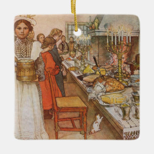 Adorno De Cerámica Víspera de navidades por Carl Larsson, Vintage Hol