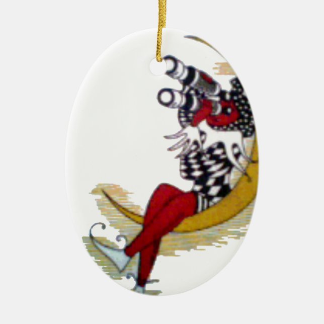 Adorno De Cerámica Vista cósmica: El elfo en la aventura lunar (Frente)