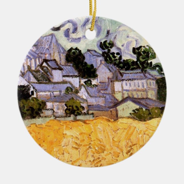 Adorno De Cerámica Vista de Auvers con iglesia de Vincent van Gogh (Frente)