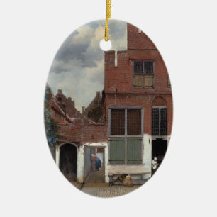 Adorno De Cerámica Vista de casas en Delft La callejuela