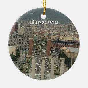 Adorno De Cerámica Vista de ciudad de Barcelona