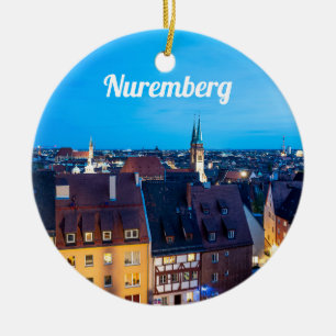 Adorno De Cerámica Vista del casco antiguo de Nuremberg de noche