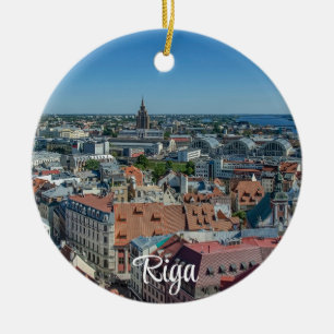 Adorno De Cerámica Vista del casco antiguo de Riga desde arriba
