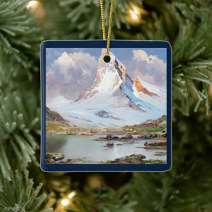 Adorno De Cerámica Vista del Matterhorn, Árbol de Navidad