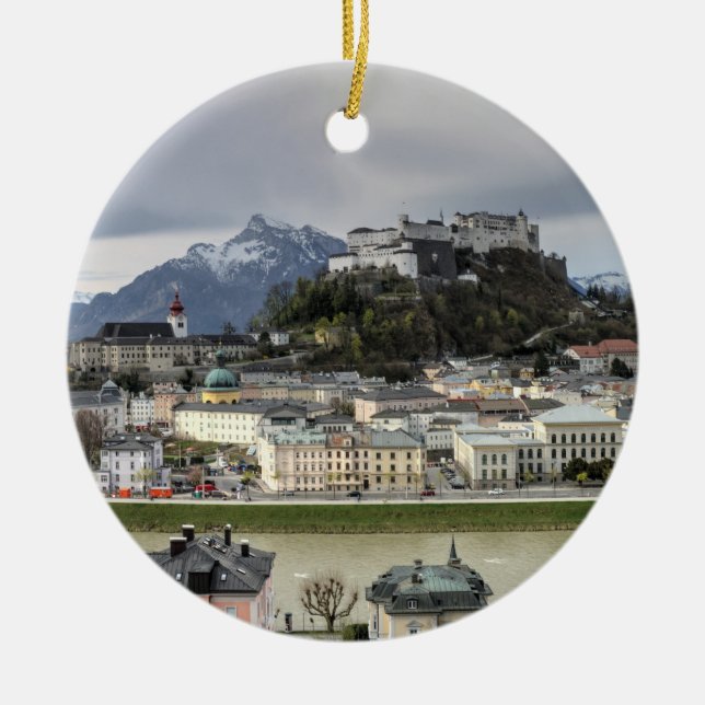 Adorno De Cerámica Vista sobre Salzburgo Austria (Frente)