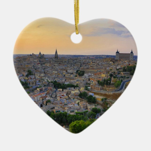 Adorno De Cerámica Vistas al atardecer de Toledo España (Frente)