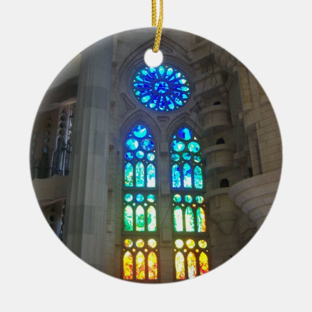 Adorno De Cerámica Vitral anaranjado y azul (Frente)