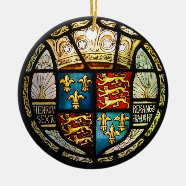 Adorno De Cerámica Vitral real del Enrique VIII del escudo de armas (Frente)