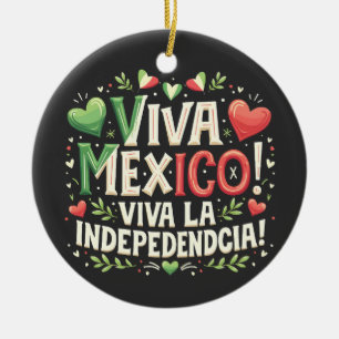 Adorno De Cerámica Viva el Día de la Independencia Mexicana
