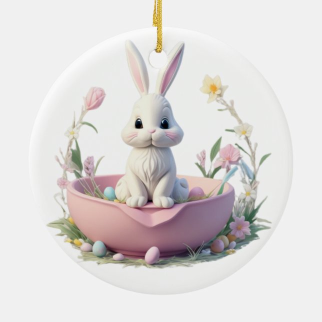 Adorno De Cerámica ¡Vive! Diseño personalizado de Pascua (Atrás)