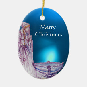 Adorno De Cerámica VIVIEN/LADY DEL LAGO Gemstone azul rojo