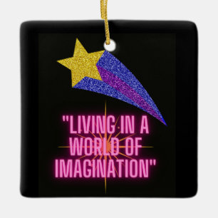 ADORNO DE CERÁMICA VIVIENDO EN UN MUNDO DE IMAGINACIÓN