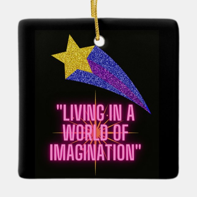 ADORNO DE CERÁMICA VIVIENDO EN UN MUNDO DE IMAGINACIÓN (Anverso)