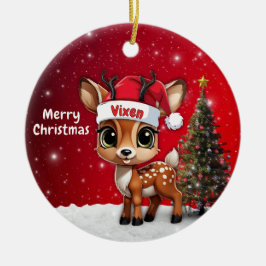 Adorno De Cerámica Vixen Baby Deer, Fawn, Doe, Reindeer🦌 🎄