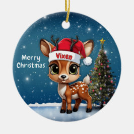 Adorno De Cerámica Vixen Baby Deer, Fawn, Doe, Reindeer🦌 🎄