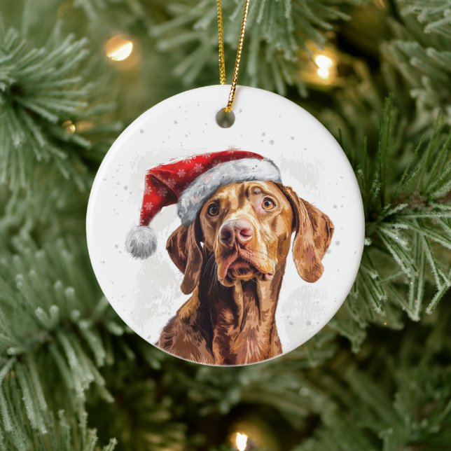 Adorno De Cerámica Vizsla Perro Navidad Personalizado (Árbol)