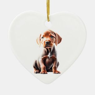 Adorno De Cerámica Vizsla Puppy personalizado