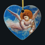 ADORNO DE CERÁMICA VOLANDO ÁNGELES DE NAVIDADES EN AZUL. VUELVA A EGI<br><div class="desc">Leyenda de St Joachim y Vuelo a Egipto,  Angel detalles de Cappella Scrovegni Giotto di Bondone 1267 - 1337. obra maestra de arte de estilo medieval italiano, </div>