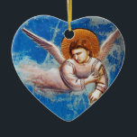 ADORNO DE CERÁMICA VOLANDO ÁNGELES DE NAVIDADES EN AZUL. VUELVA A EGI<br><div class="desc">Leyenda de St Joachim y Vuelo a Egipto,  Angel detalles de Cappella Scrovegni Giotto di Bondone 1267 - 1337. obra maestra de arte de estilo medieval italiano, </div>