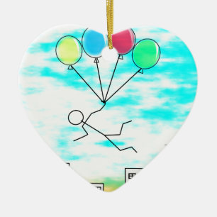 Adorno De Cerámica Volando Sobre La Ciudad Con Globos