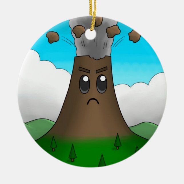 Adorno De Cerámica Volcán enojado (Frente)