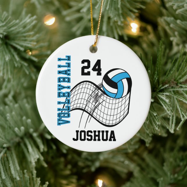 Adorno De Cerámica Voleibol azul, negro y blanco (Árbol)