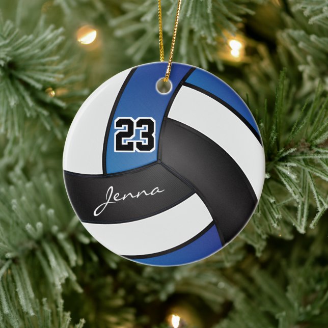 Adorno De Cerámica Voleibol azul, negro y blanco (Árbol)