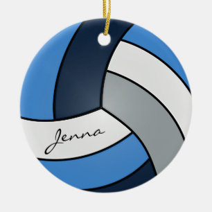 Adorno De Cerámica Voleibol azul oscuro, azul, blanco y gris