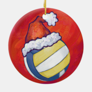 Adorno De Cerámica Voleibol con Gorra Navidad