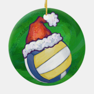 Adorno De Cerámica Voleibol con Gorra Navidad