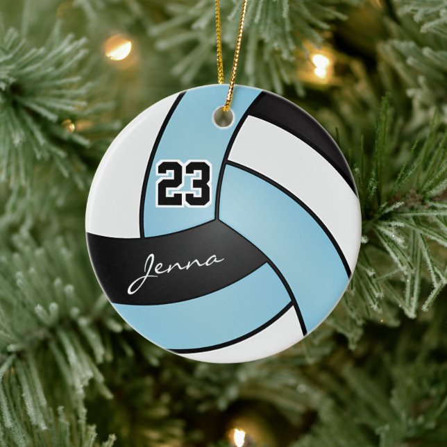 Adorno De Cerámica Voleibol de 🏐 azul, blanco y negro (Árbol)