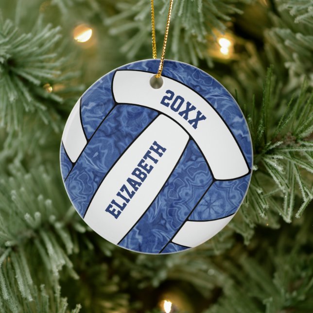 Adorno De Cerámica voleibol de chicas azules y blancos (Árbol)