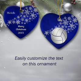 Adorno De Cerámica Voleibol de nieve Blue Silver Personalizado